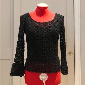 Free People Crochet Bell Sleeve Top